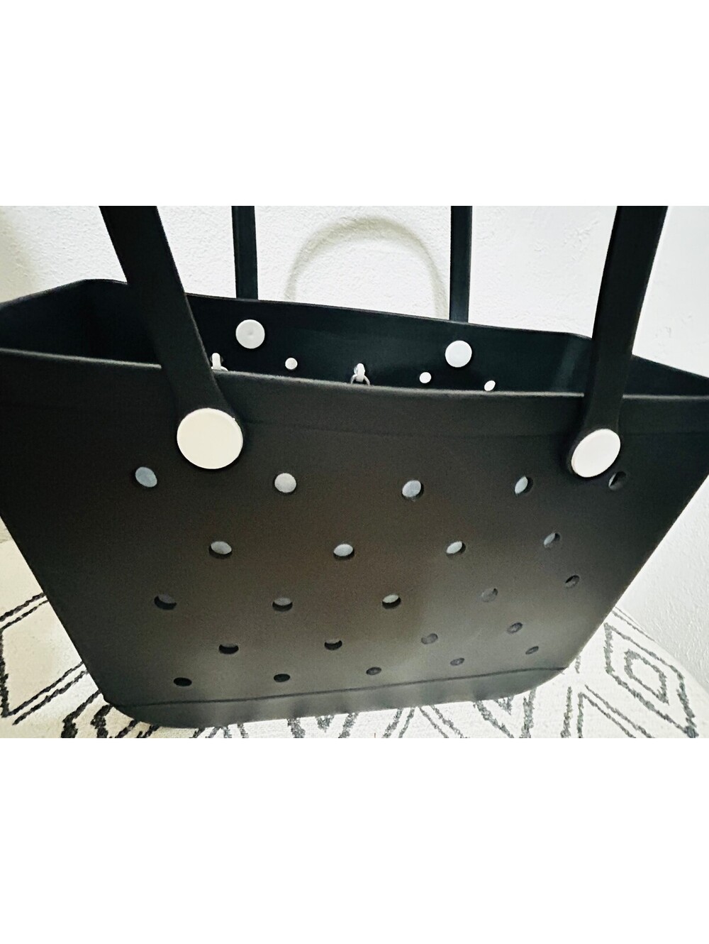 Large Black EVA Rubber Beach Tote Bag Waterproof 19x14 - Picture 2 of 5